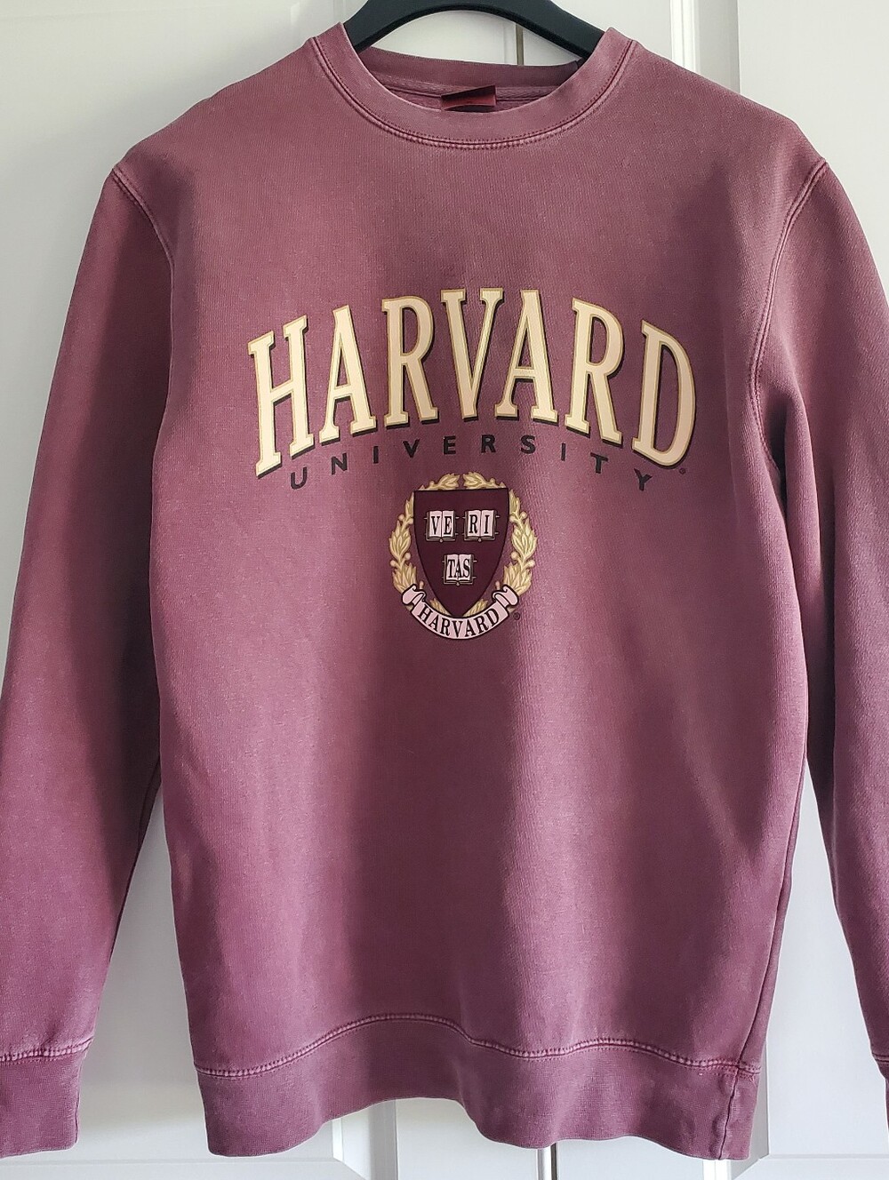 Harvard University Shield Sweatshirt Ouray Brand Medium Maroon Washed Dyed Look